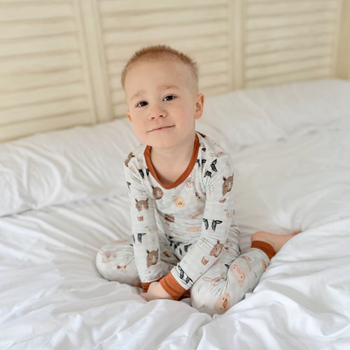 فانسيبرنس للحيوانات سيارة منقوشة طفل بامبو من قطعتين بيجاما