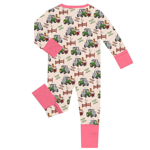 Animal Car Farm Baby Bamboo Zipper Romper Pajamas