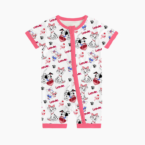 Fancyprince Valentine Dalmatians Bamboo Short Zipper Romper Pajamas