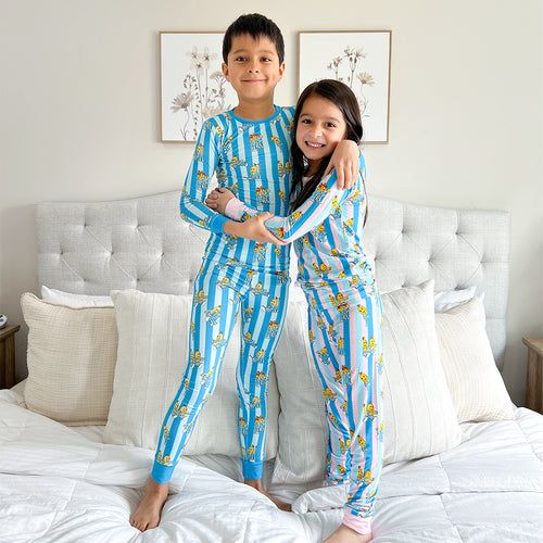 FancyPrince Striped Banana Kid Bamboo Two-Piece Pajama Set