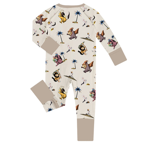 Fancyprince Monster Adventure Baby Bamboo Zipper Romper Pajamas