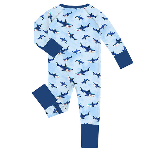 FancyPrince Shark Baby Bamboo Zipper Romper Pajamas