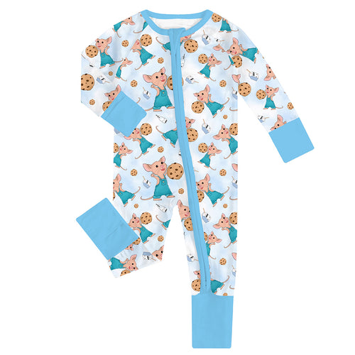 FancyPrince Mouse Cookies Milk Baby Bamboo Zipper Romper Pajamas