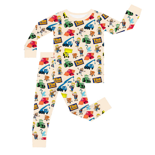 Little Builder Beige Kid Bamboo Two-Piece Pajama Set
