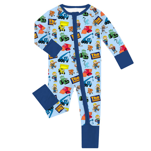 Little Builder Baby Bamboo Zipper Romper Pajamas
