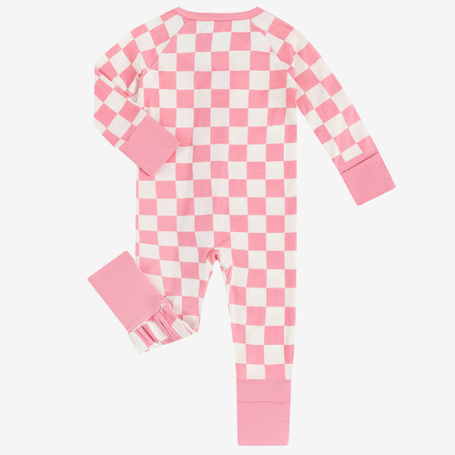 Comfy High-end Bamboo Pink Checkerboard Print Long Sleeve