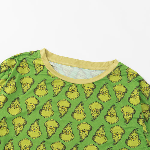 Christmas Green Guy Print Bamboo Men's Pajamas Set