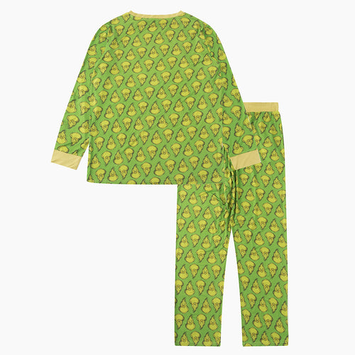 Christmas Green Guy Print Bamboo Men's Pajamas Set