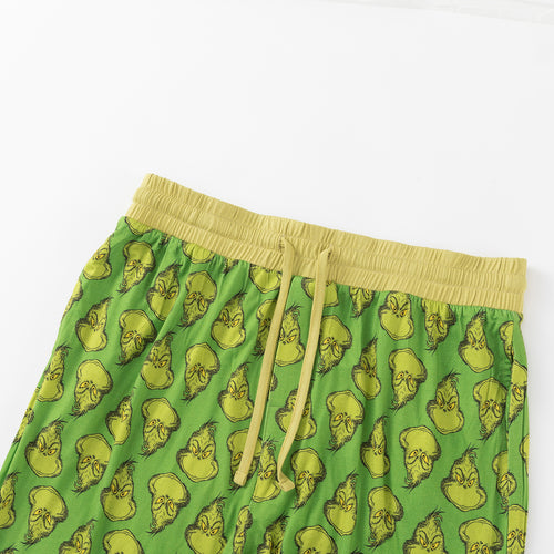 Christmas Green Guy Print Bamboo Men's Pajamas Set