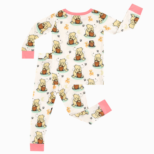 Cute Silly Bear Two-Piece Bamboo Viscose Pajama Set