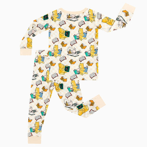 Little Bear Immersed In Learning Pattern Bamboo Pajama Set