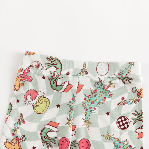 Christmas Green Cartoon Figure Kids Bamboo 2 Piece Pajama Set Green