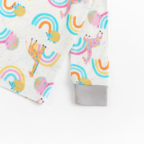 Cartoon Animal & Rainbow Print Bamboo Long Sleeve Set