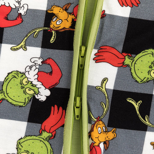 Christmas Green Guy Plaid Baby Bamboo Zipper Romper