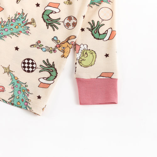 Christmas Green Guy Deer Kids Bamboo Two-Piece Pajama Set