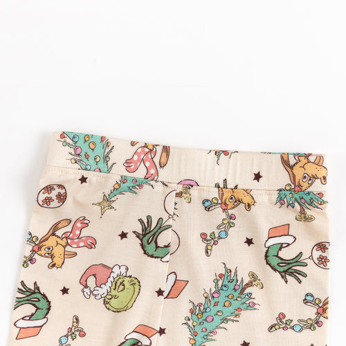 Christmas Green Guy Deer Kids Bamboo Two-Piece Pajama Set