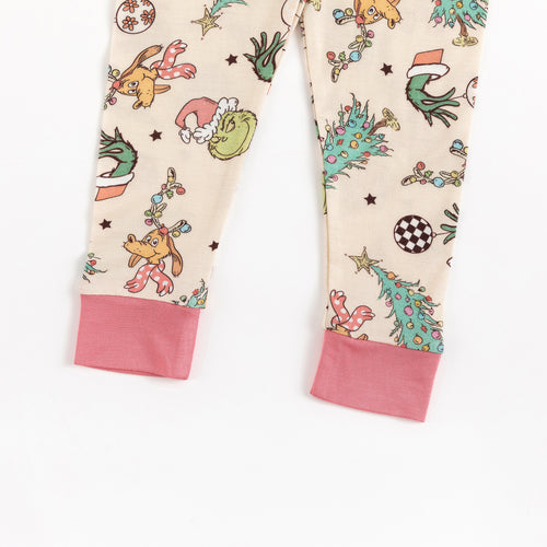 Christmas Green Guy Deer Kids Bamboo Two-Piece Pajama Set