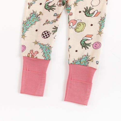 Christmas Green Guy Deer Baby Bamboo Zipper Romper