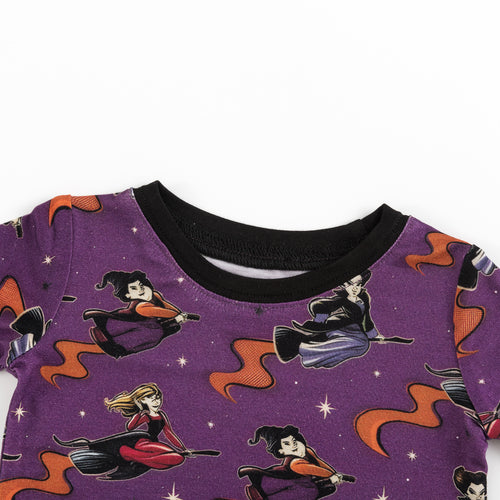 Long Sleeve Pajamas in Halloween Witch Print