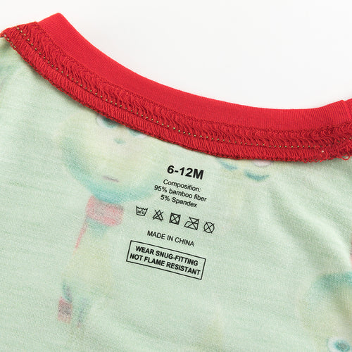 Christmas 3D Green Face Kids Bamboo Long Sleeve Pja Set