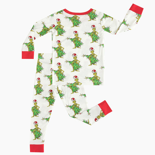 Christmas Tree Green Face Long Sleeve Bamboo 2 Piece Set
