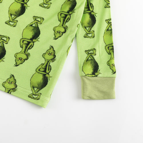 Christmas Cartoon Green Face Bamboo Long Sleeve Pajama Set