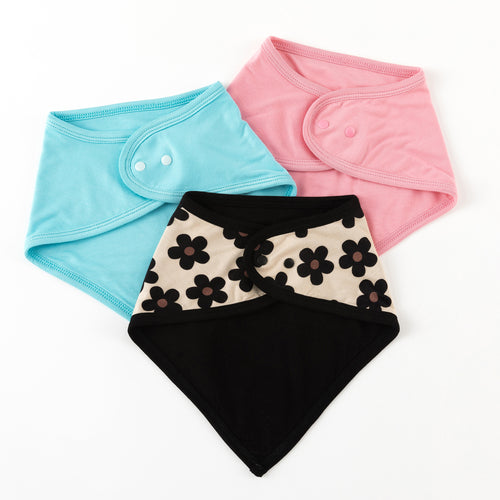 3 Pack Daisy&Classic Solid Color Baby Bib