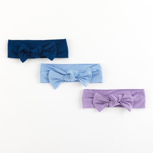 3 Pack Purple&Blue Luxe Bow Headband