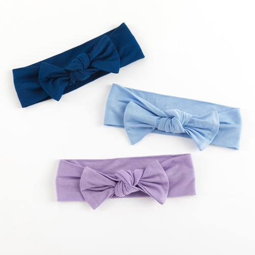 3 Pack Purple&Blue Luxe Bow Headband