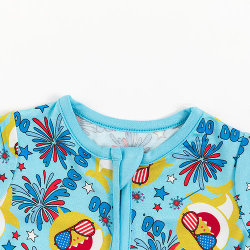 قرش مع نظارات الخيزران قصيرة الأكمام Zippy Romper