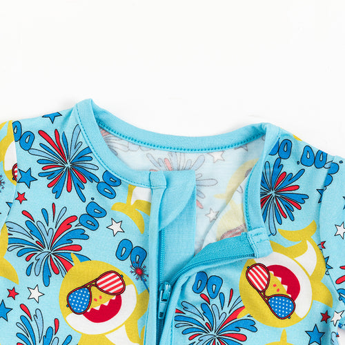 قرش مع نظارات الخيزران قصيرة الأكمام Zippy Romper