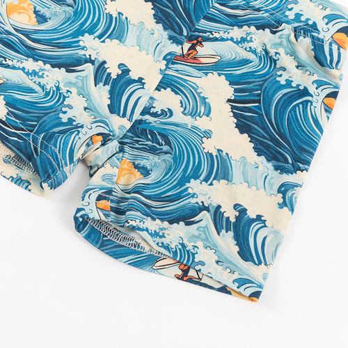 Wave Pattern Bamboo Pajama Short Set