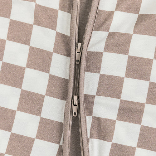 Light Gray Checkerboard Bamboo Baby Romper for All Seasons