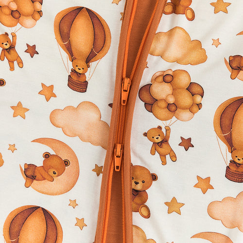 Cartoon Brown Bear Baby Bamboo Zipper Romper