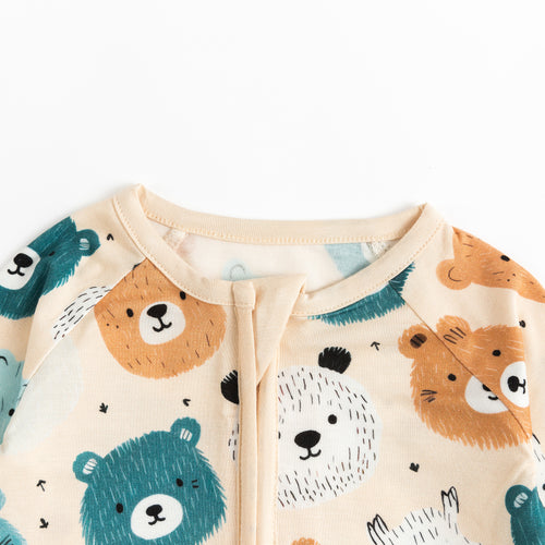 Fluffy Bear Head Print Bamboo Zippy Sleeper