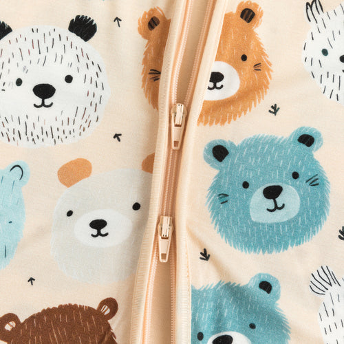 Fluffy Bear Head Print Bamboo Zippy Sleeper