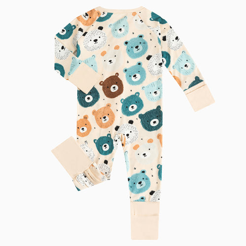 Fluffy Bear Head Print Bamboo Zippy Sleeper