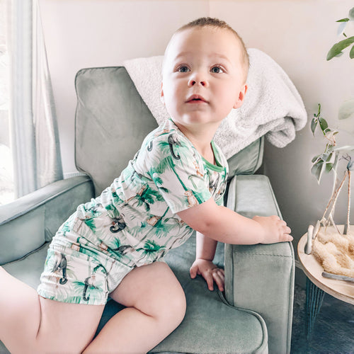 Monkey & Tree Bamboo Kids Short Pajama Set