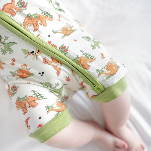 Dinosaur Adventure Baby Bamboo Short Zipper Romper Pajamas