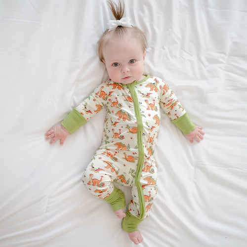 Dinosaur Adventure Baby Bamboo Zipper Romper Pajamas