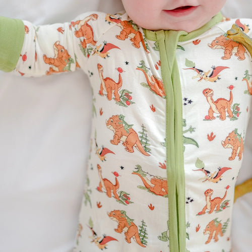 Dinosaur Adventure Baby Bamboo Zipper Romper Pajamas