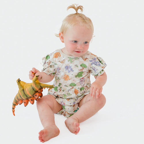 Dinosaur Adventure Plaid Twirl Dress With Bodysuit