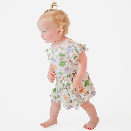 Dinosaur Adventure Plaid Twirl Dress With Bodysuit