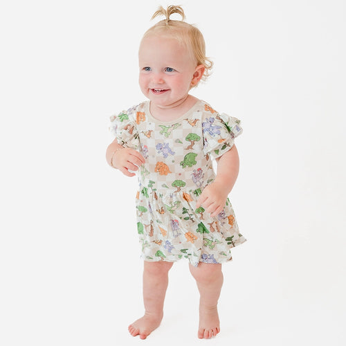 Dinosaur Adventure Plaid Twirl Dress With Bodysuit