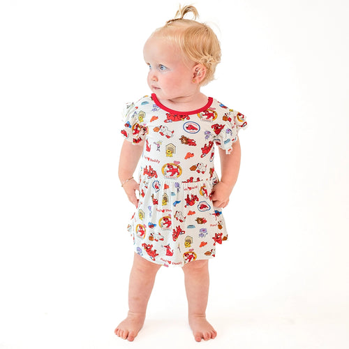 Big Red Dog Twirl Dress With Bodysuit