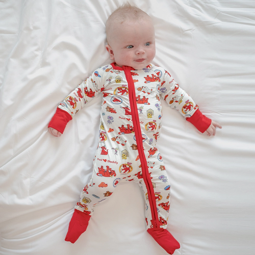 Big Red Dog Baby Bamboo Zipper Romper Pajamas