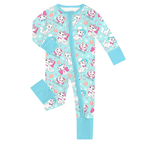 Crown Bow Cat Bamboo Zipper Romper Pajamas