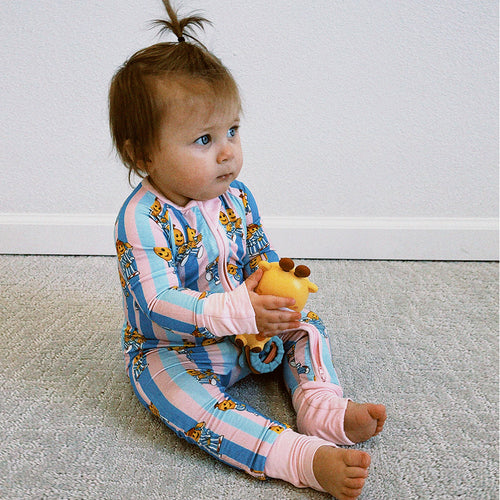 FancyPrince Striped Banana Baby Bamboo Zipper Romper Pajamas