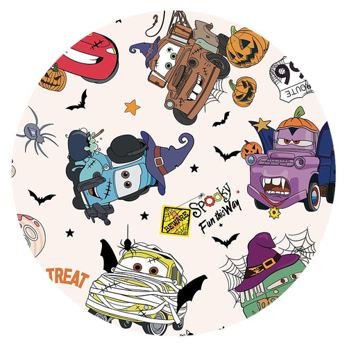 Halloween Car Pumpkin White Kids Bamboo Two-Piece Pajama Set