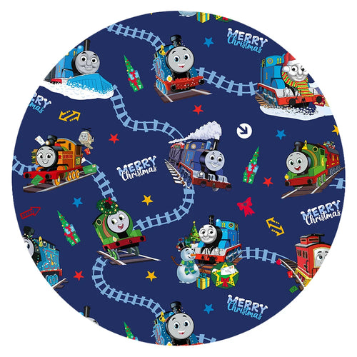 Christmas Train Tracks and Pals on Navy Blue Bamboo Family Matching Pajamas